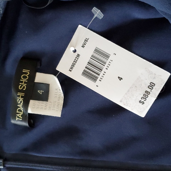 Tadashi Shoji Blue Sequin Net Dress Cocktail Gown - Size 4 - Picture 8 of 14